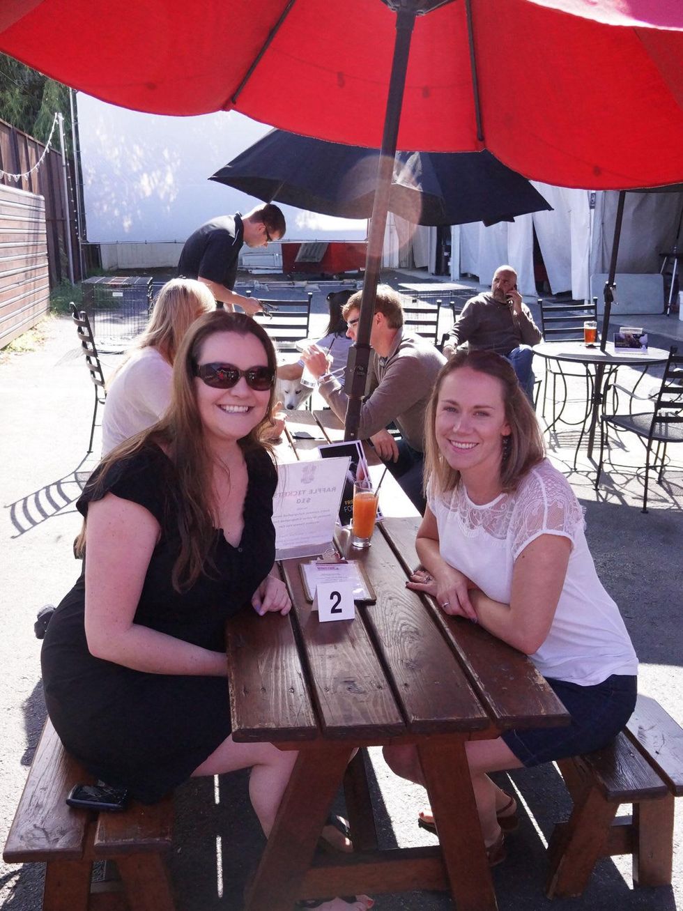 Sara Arola, left, and Katie Leadbetter at Friends for Life Texans TAILgate party November 2013