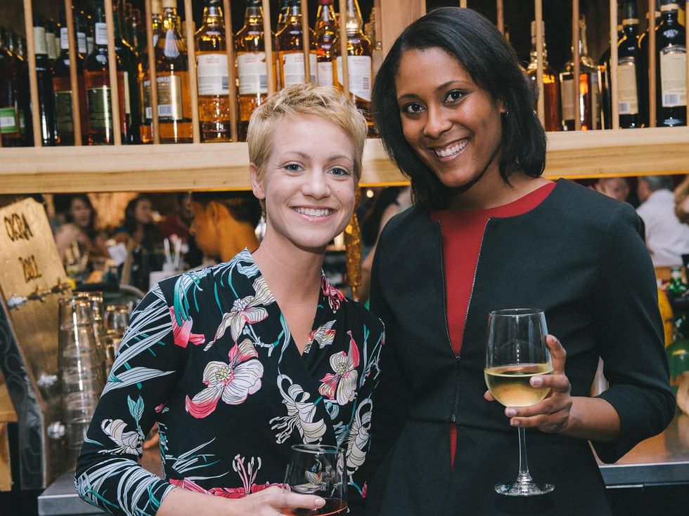 Sarah Bosch, left, and Qualata Forrest at the Houston Symphony Young Professionals Backstage kick-off party