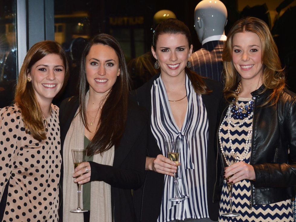 Sarah Broyles, from left, Paige Matthews, Susie Condara and Michelle Nelson at the Suitsupply Houston grand opening party December 2013