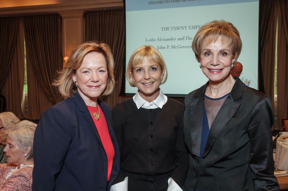 Sarita Hixon, from left, Laura Easton and Leisa Holland Nelson at the Houston Hospice butterfly luncheon April 2015