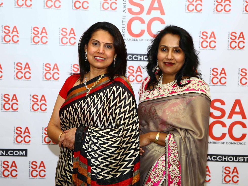Savita Rao, left, and Madhavi Ghatge Kavadi at the South Asian Chamber Gala February 2014