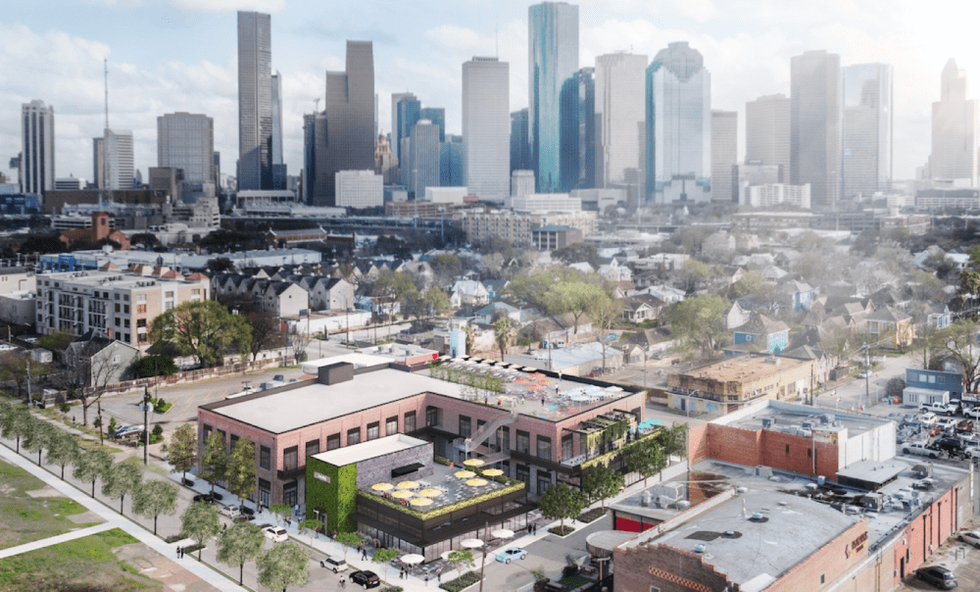 Sawyer Yards 1818 Washington Avenue Ave day aerial skyline
