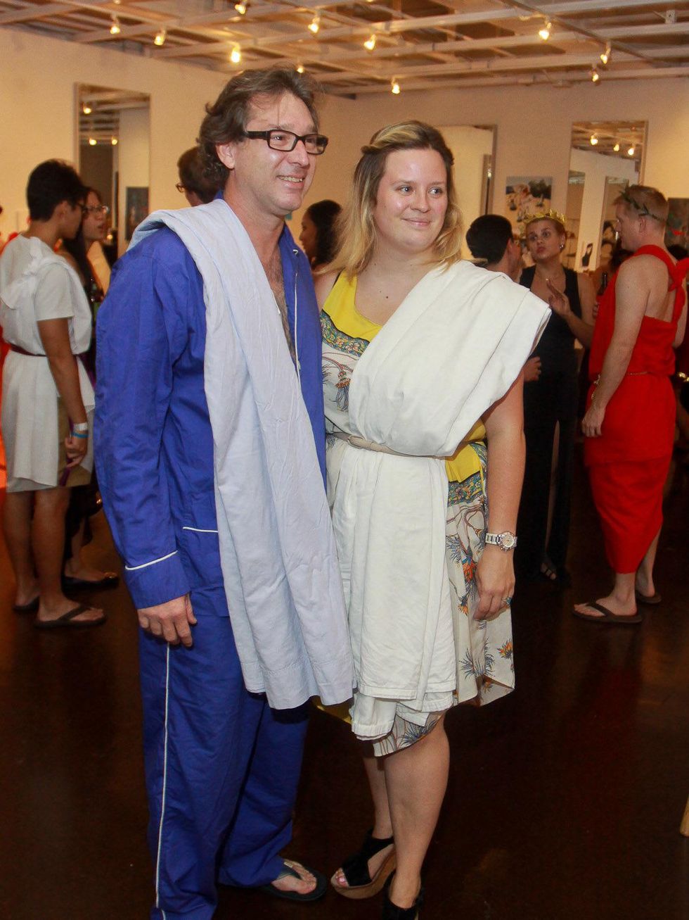 Scott Peveto and Mary Clarkson at toga party at Craft Salon benefiting Bering Omega