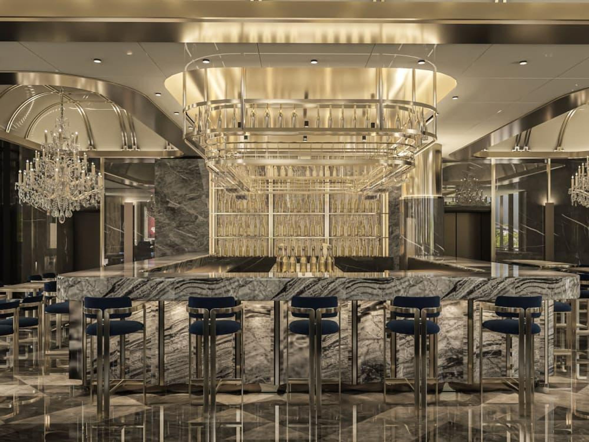 Se7en restaurant bar rendering