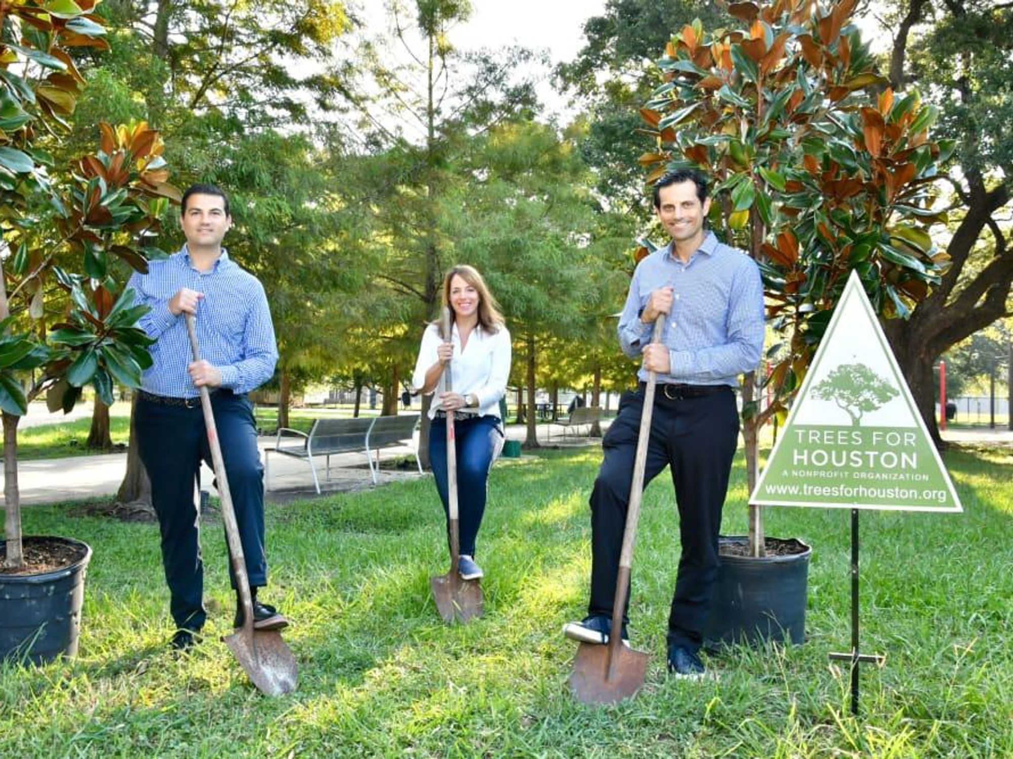 Segev Zadok, Laura Mayer of Trees for Houston, Jonathan Zadok