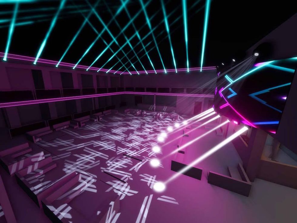Sekai Day and Night nightclub interior rendering