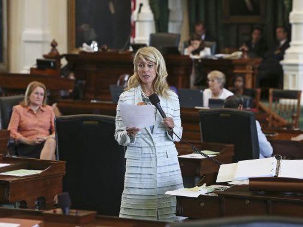 Sen. Wendy Davis filibusters an abortion bill at the Texas Capitol