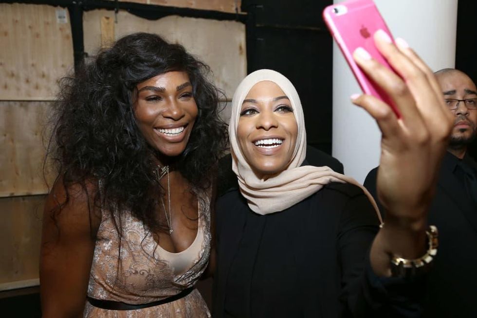 Serena Williams and Olympic athlete Ibtihaj Muhammad attend HSN Presents Serena Williams Signature Statement Collection Fashion Show at Kia STYLE360