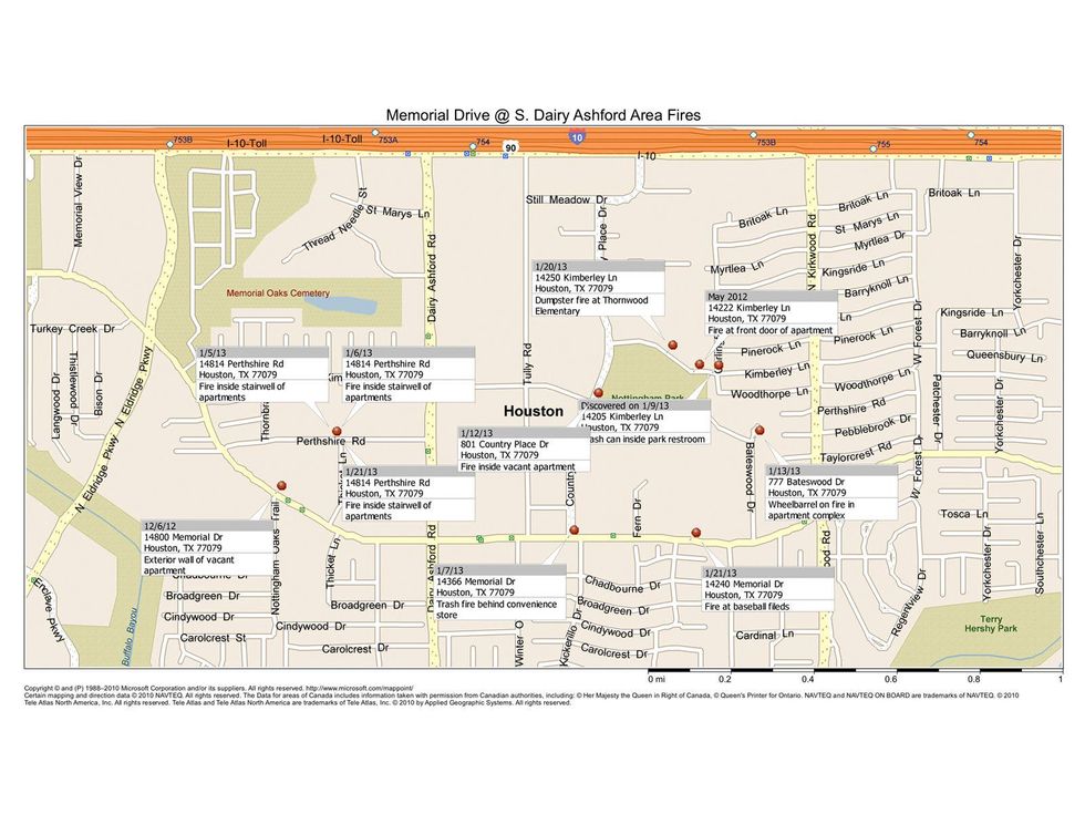Series of Arson, Memorial Drive at Dairy Ashford, February 2013