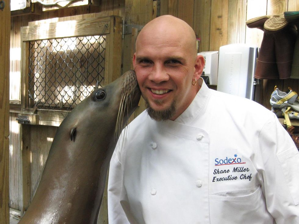 Shane Miller with a seal