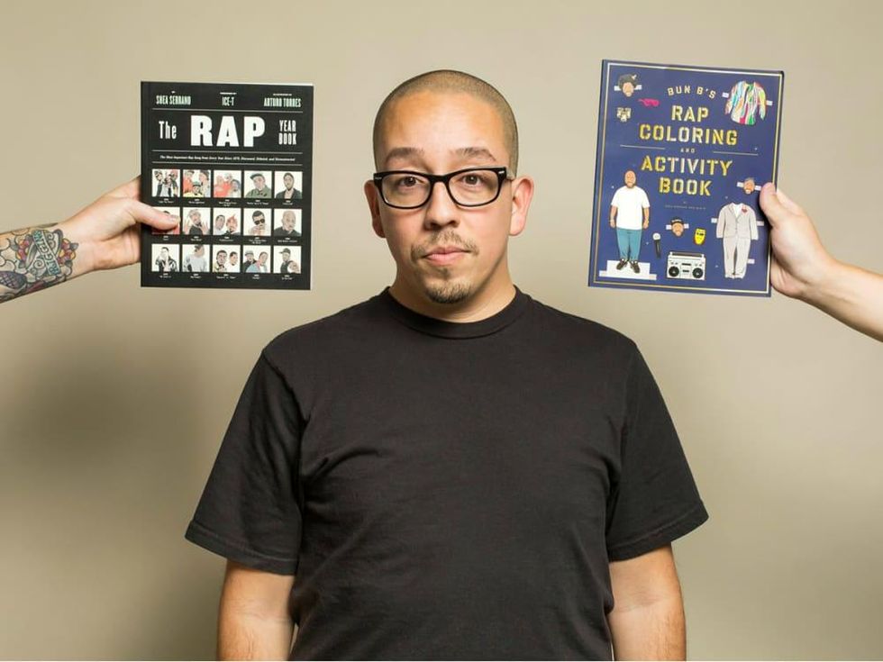 Shea Serrano with book covers