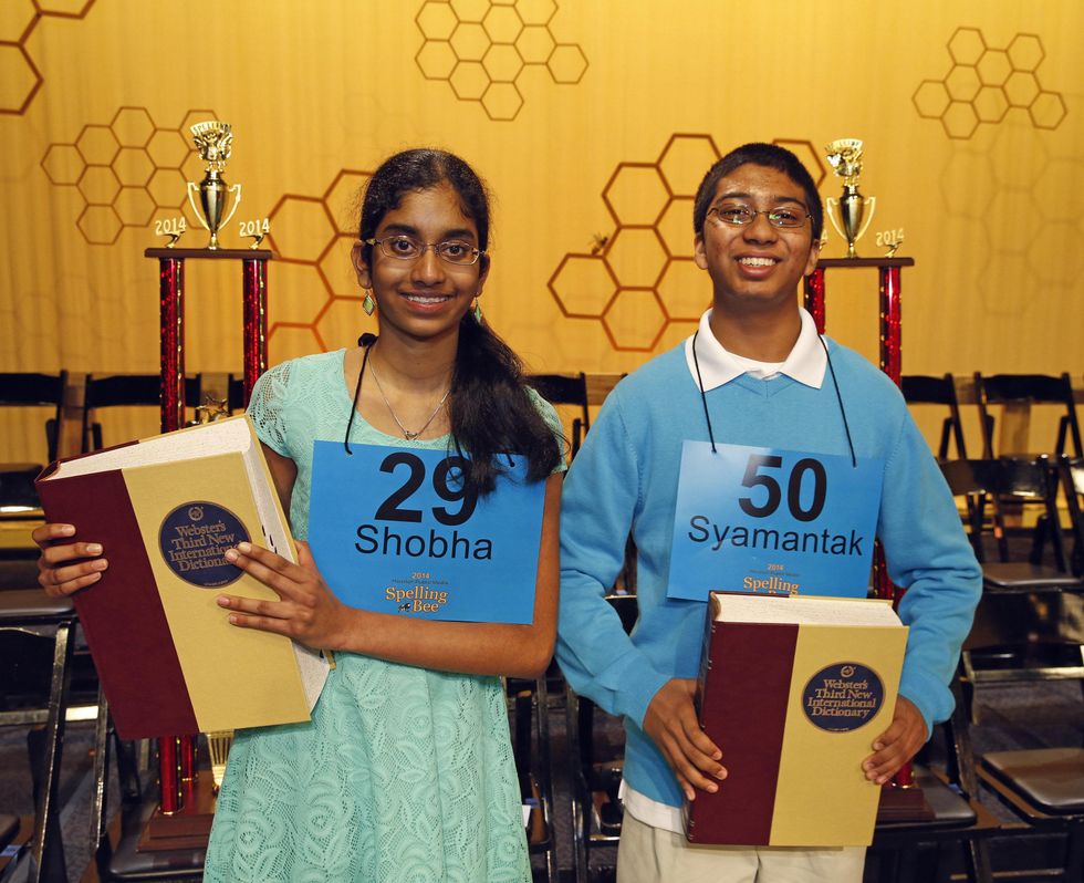 Shobha Dasari and Syamantak Payra at Houston Public Media Spelling Bee