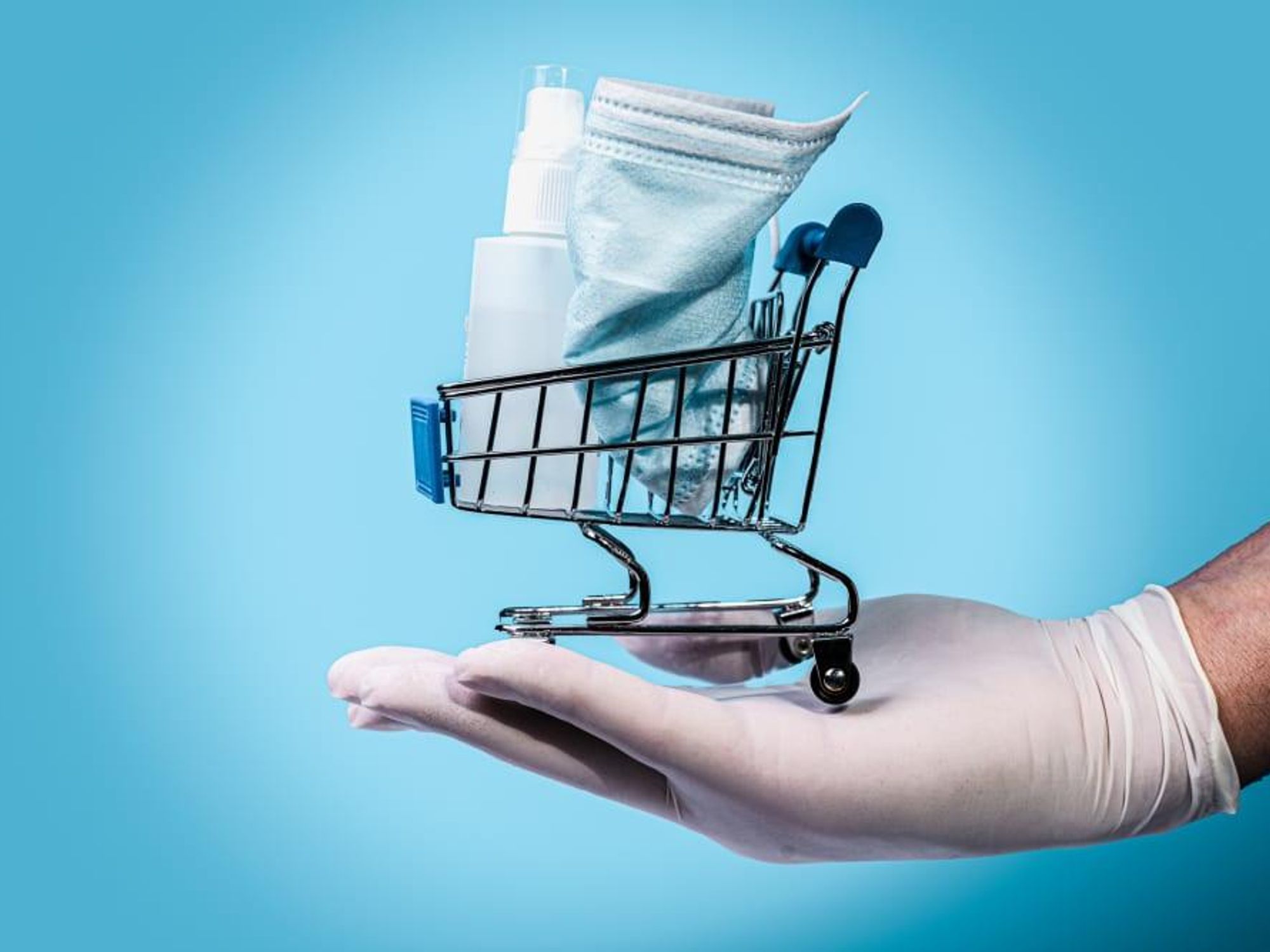 shopping cart mask hand sanitizer