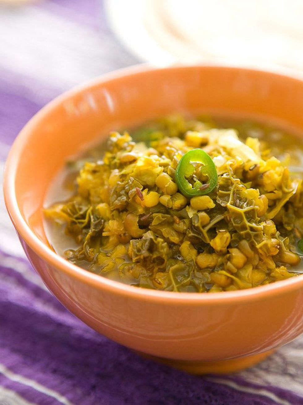 Shubhra Ramineni vegan chef Whole Green Lentils and Kale Stew