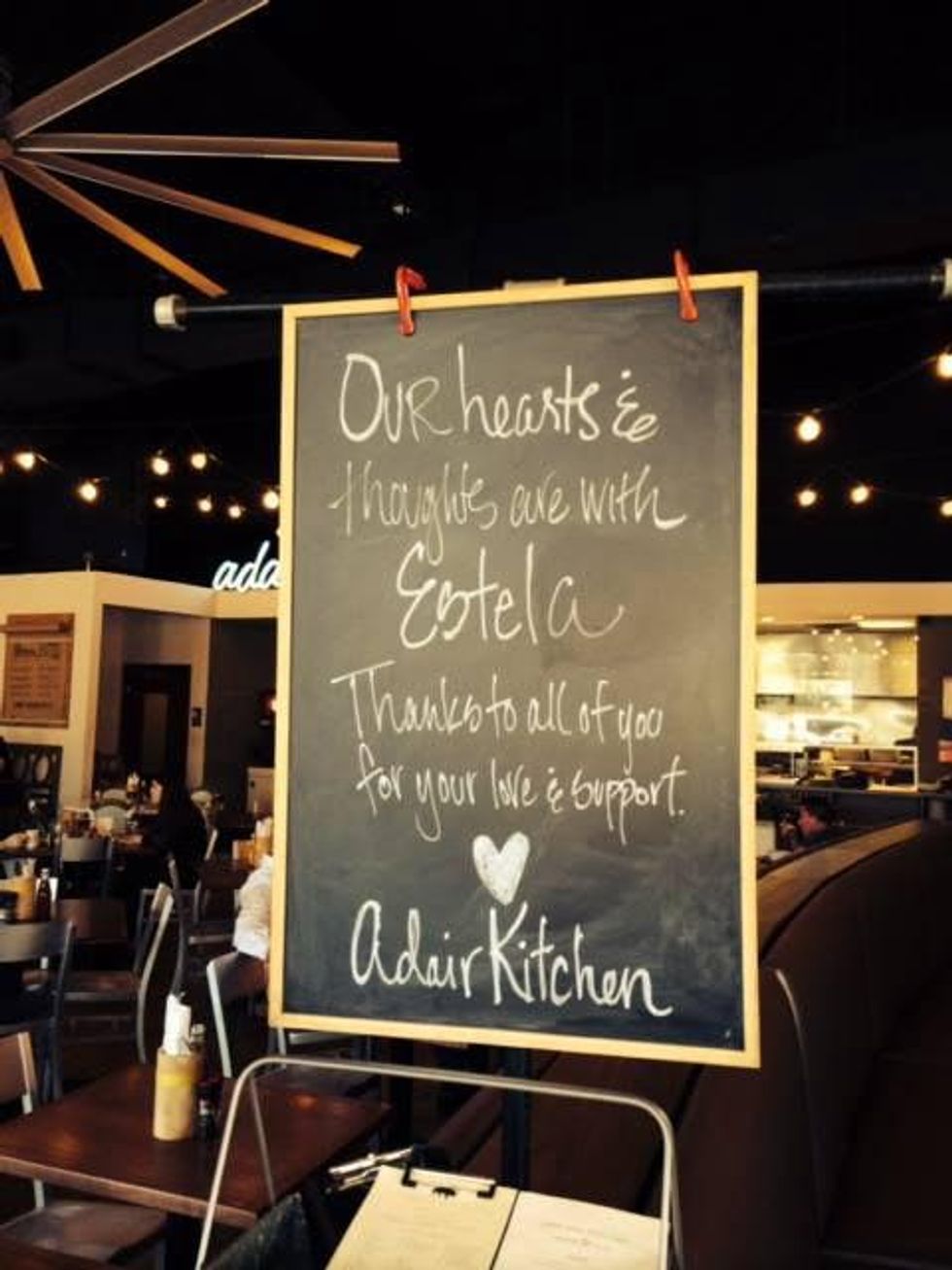 Sign at Adair Kitchen for Estela Renteria