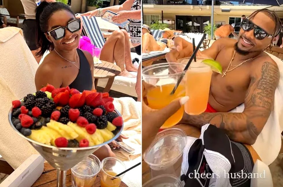 Simone Biles Jonathan Owens pool