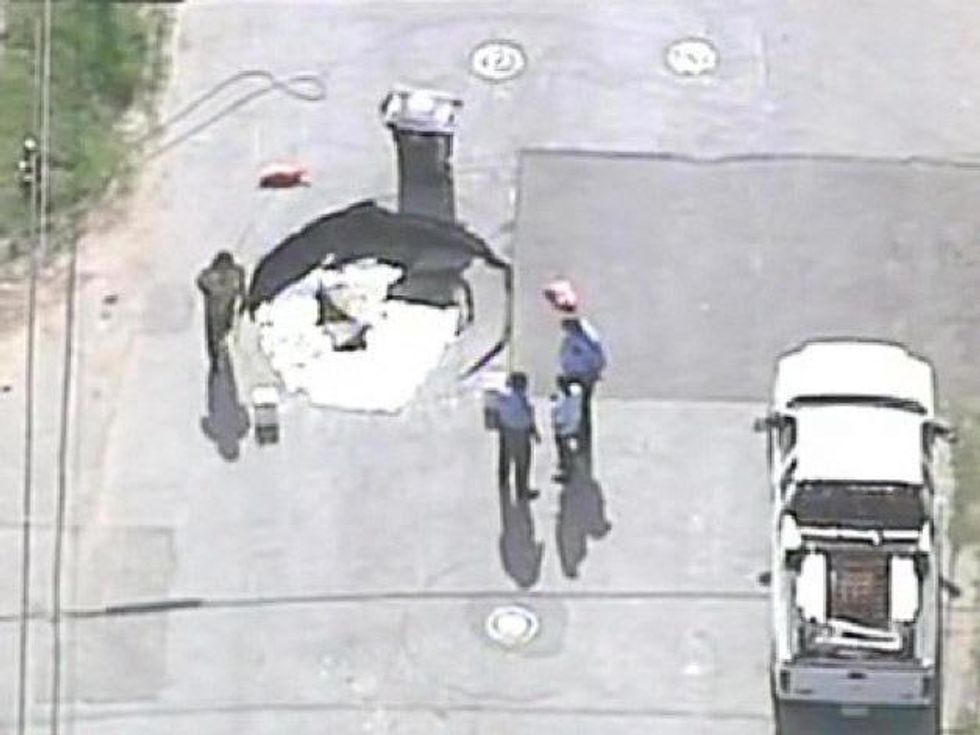 sinkhole Houston July 2013 before repairs RUN FLAT