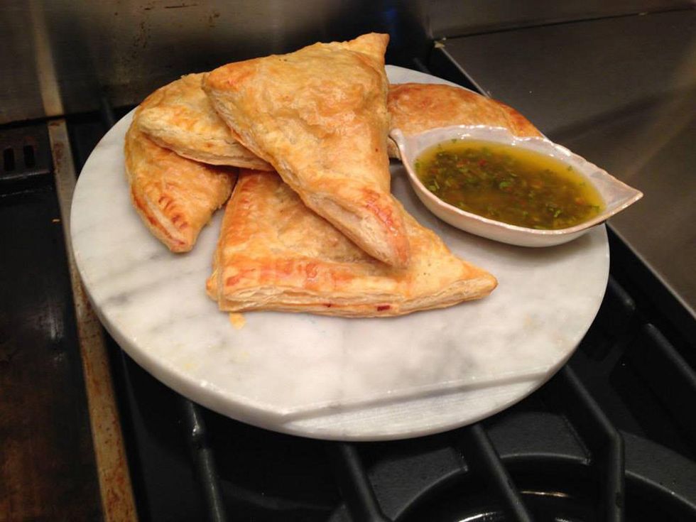 Siphon Coffee Houston housemade chicken and beef empanads with chimichurri