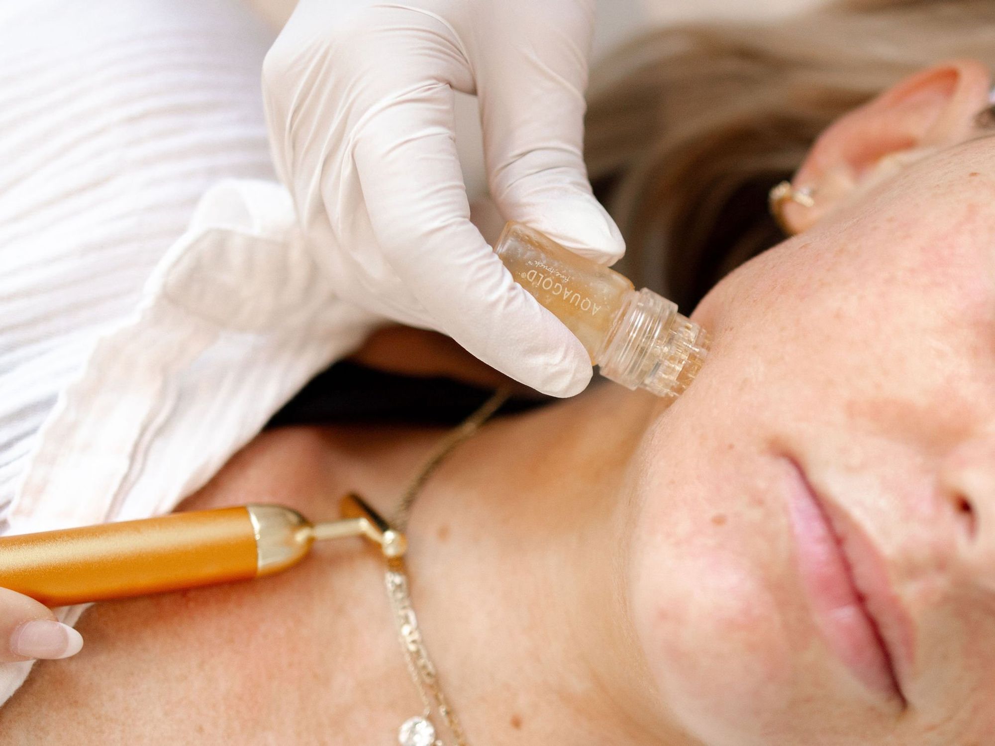 Skin Pharm Houston woman getting spa treatment