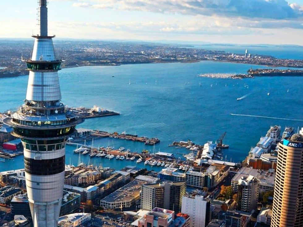 Sky Tower Auckland New Zealand aerial