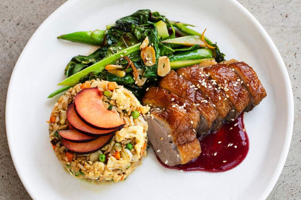 Smoked duck breast with fried rice