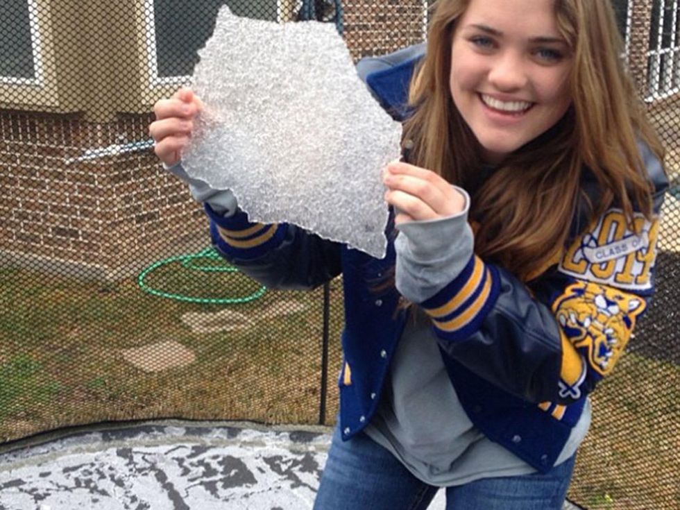 snow in Houston January 2014 girl holding ice