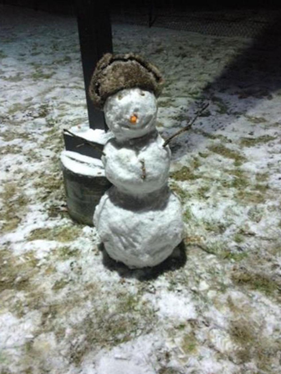 snow in Houston snowman