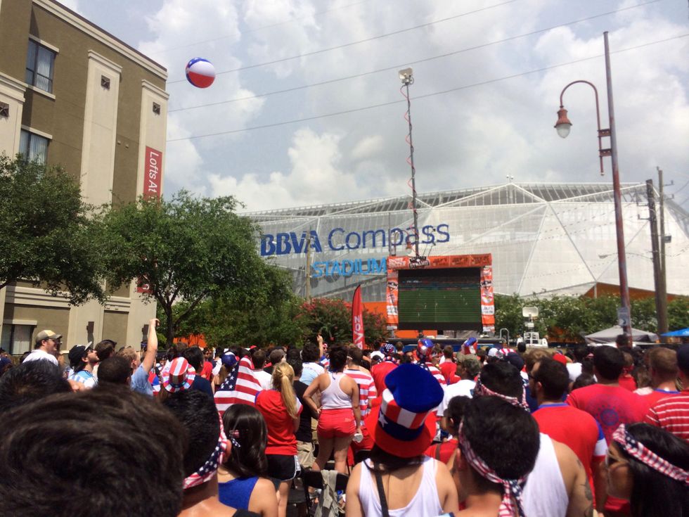 Soccer fans at Lucky's Pub for USA vs. Belgium game.