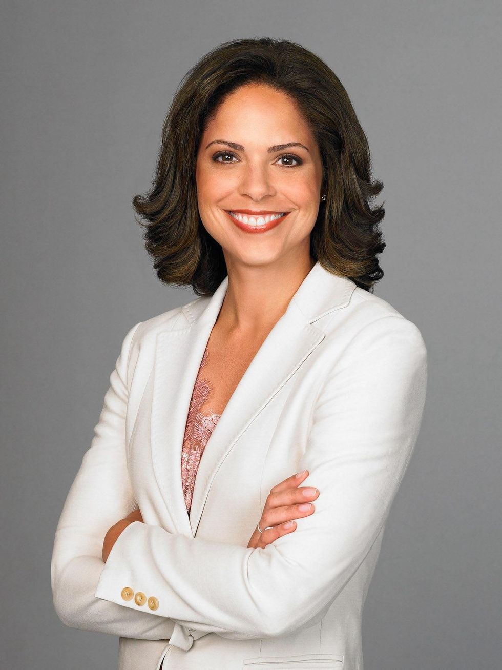 Soledad O'Brien, white jacket, CNN reporter