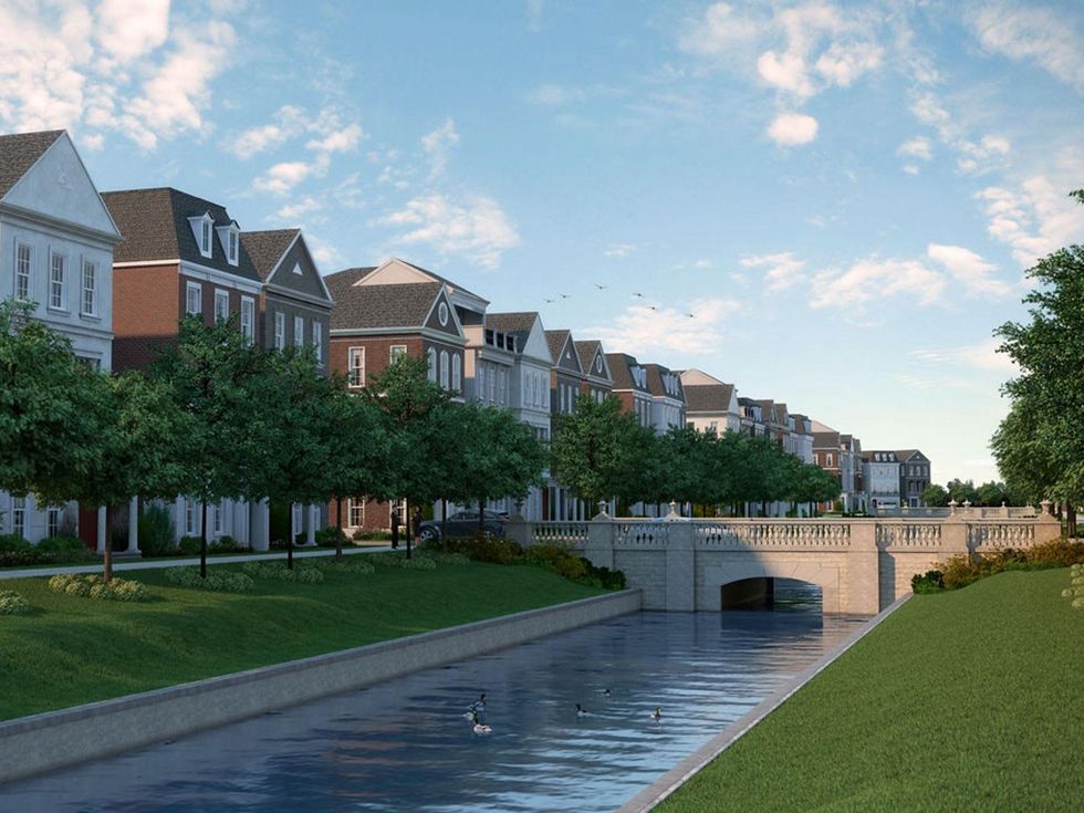 Somerset Green gated community Hines rendering February 2015 canals and bridges