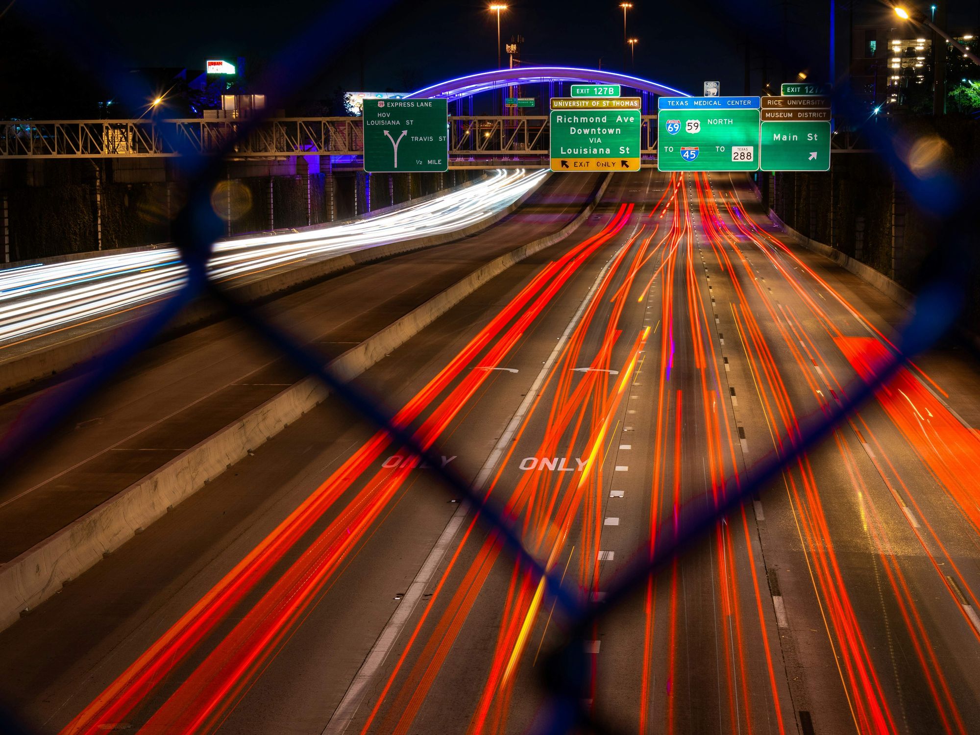 Southwest freeway at night