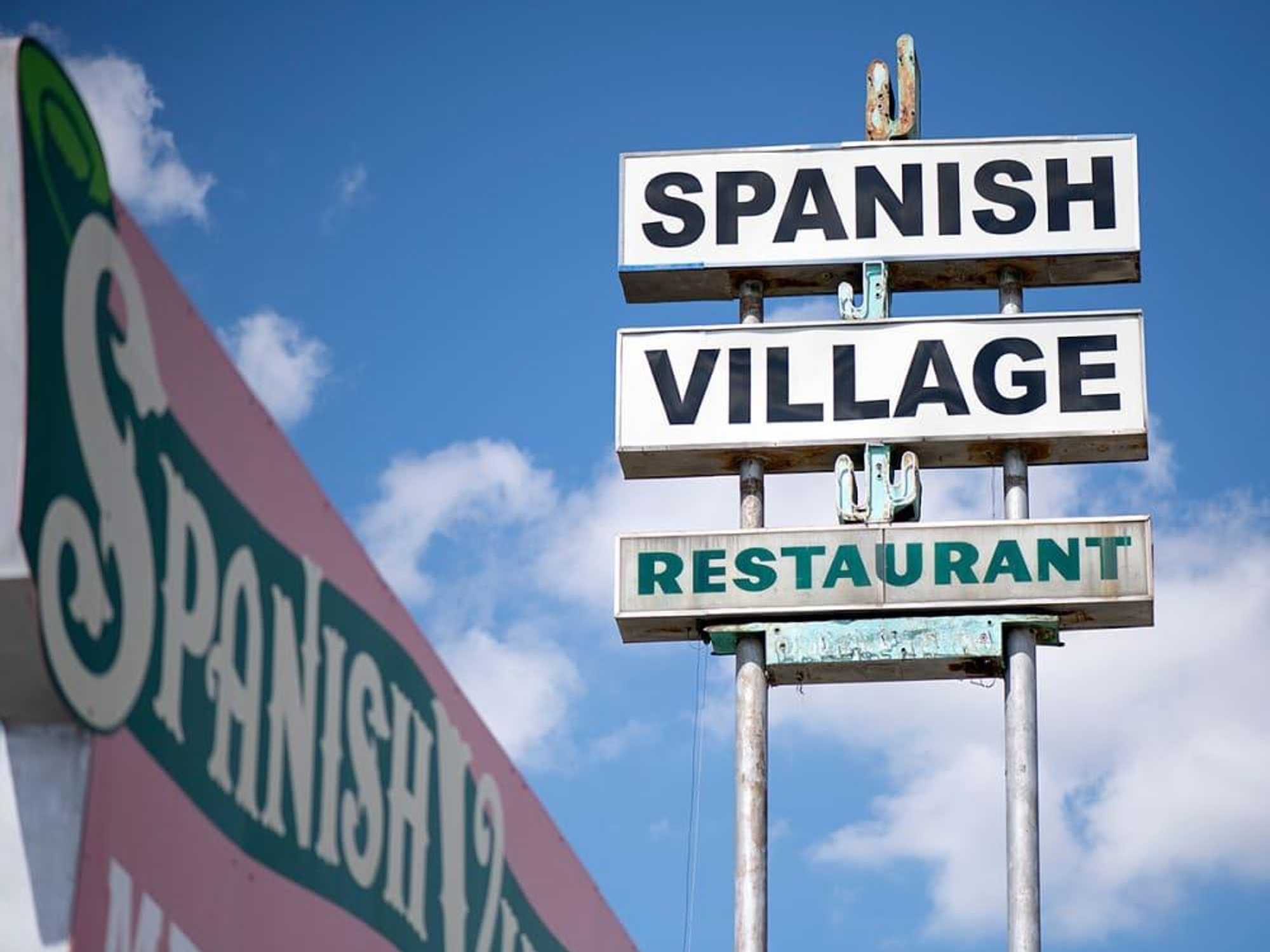 Spanish Village restaurant sign