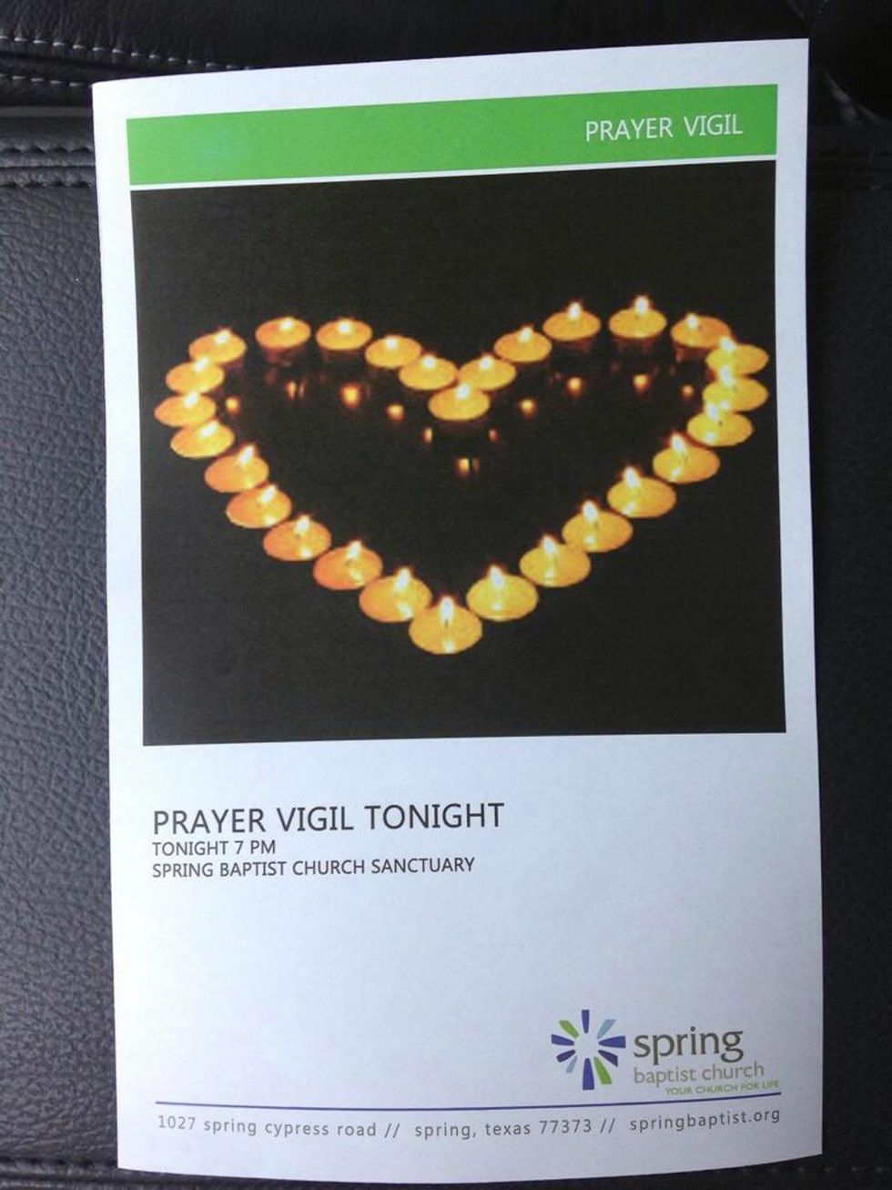 Spring Baptist Church prayer vigil for stabbing victim at Spring High School September 2013