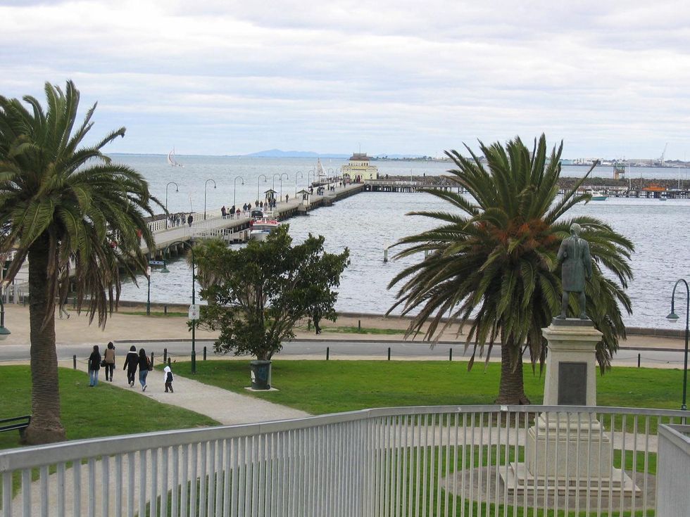St. Kilda\u2019s pier into Port Phillip Bay Australia