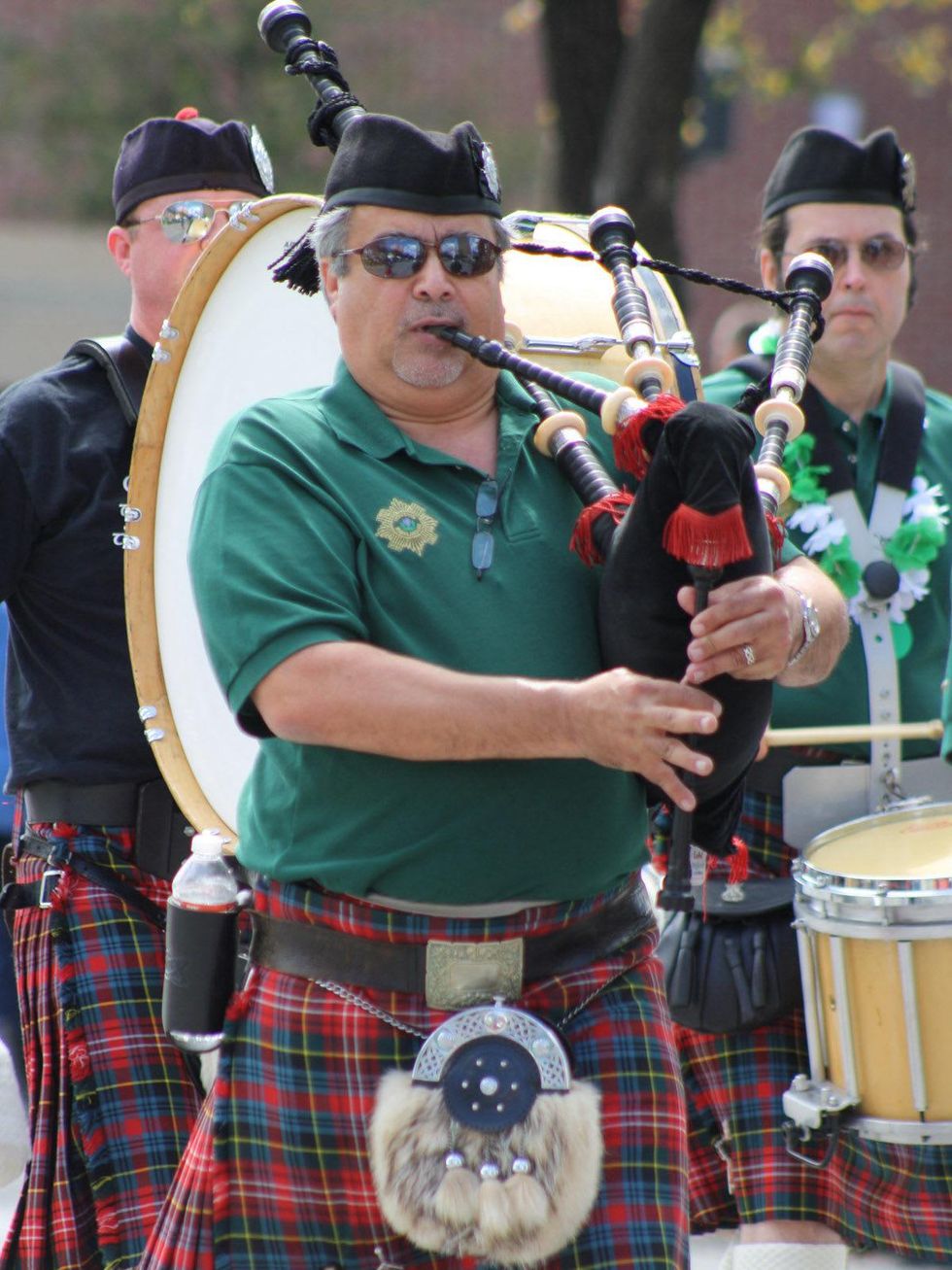 St. Patrick's Day Parade Houston, March 2013, one bagpiper