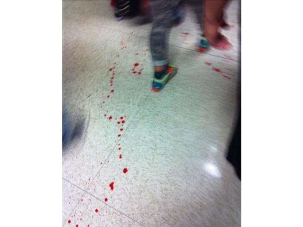 Stabbing at Spring High School September 2013 blood on floor WHITE BACKGROUND RUN FLAT