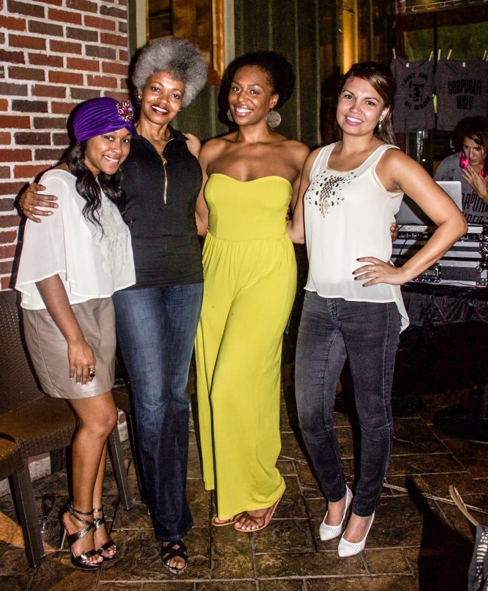 Stacy Davis, Toloria Allen, Danielle Perkins, Erica Debose at Oil Digger Tees launch party at Ruggles Green
