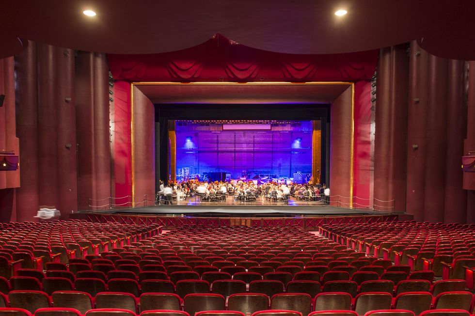 Stage setup from orchestra seats at the Houston Ballet Jubilee of Dance Onstage Dinner December 2014