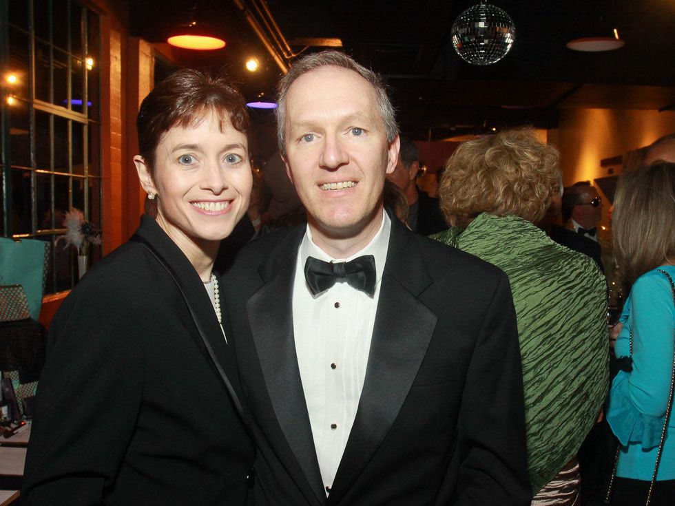 Stages Repertory Theatre gala, April 2013, Amy Sutton and honoree Gary Chiles