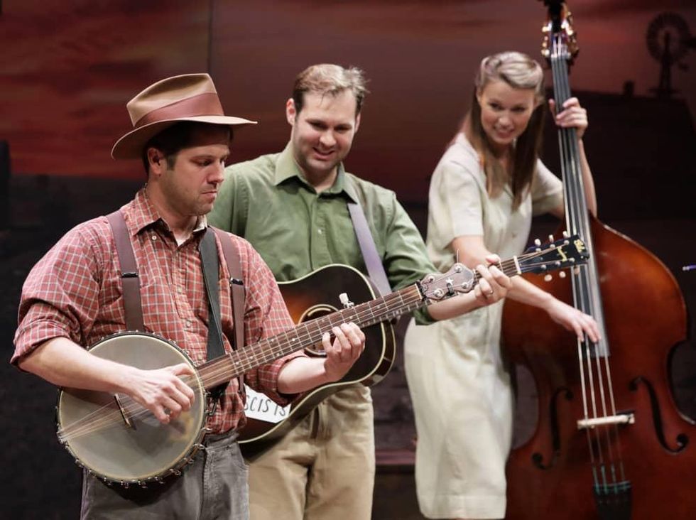 Stages Theatre-Woody Sez Spiff Wiegand, Ben Hope and Katie Barton