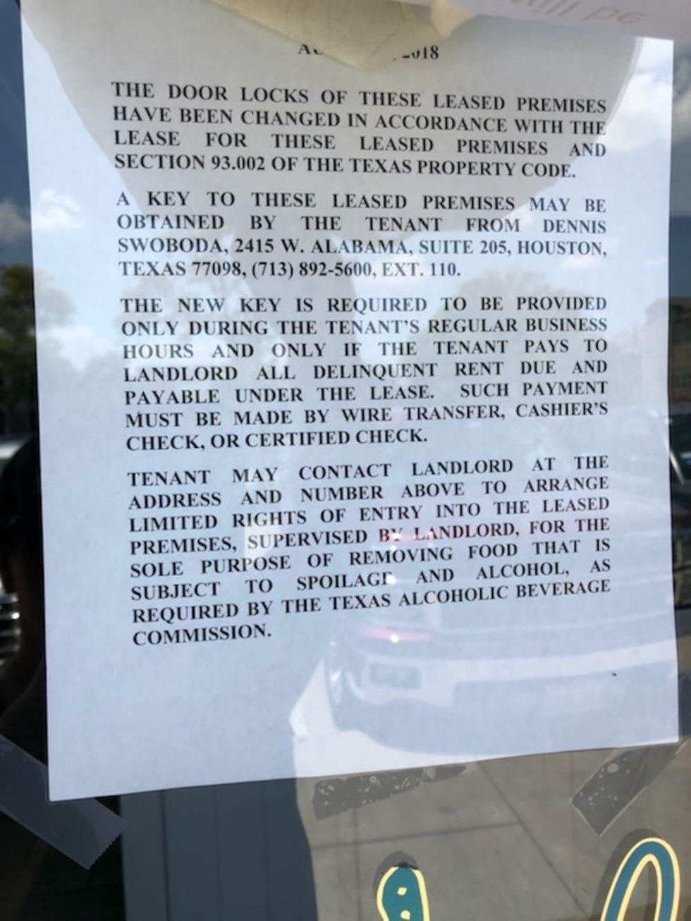 Star Fish locked out notice