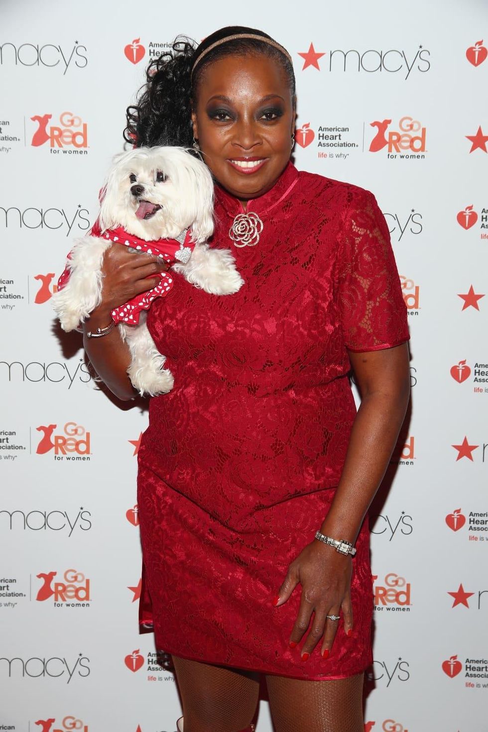 Star Jones and dog Pinky at American Heart Association Red Heart Collection