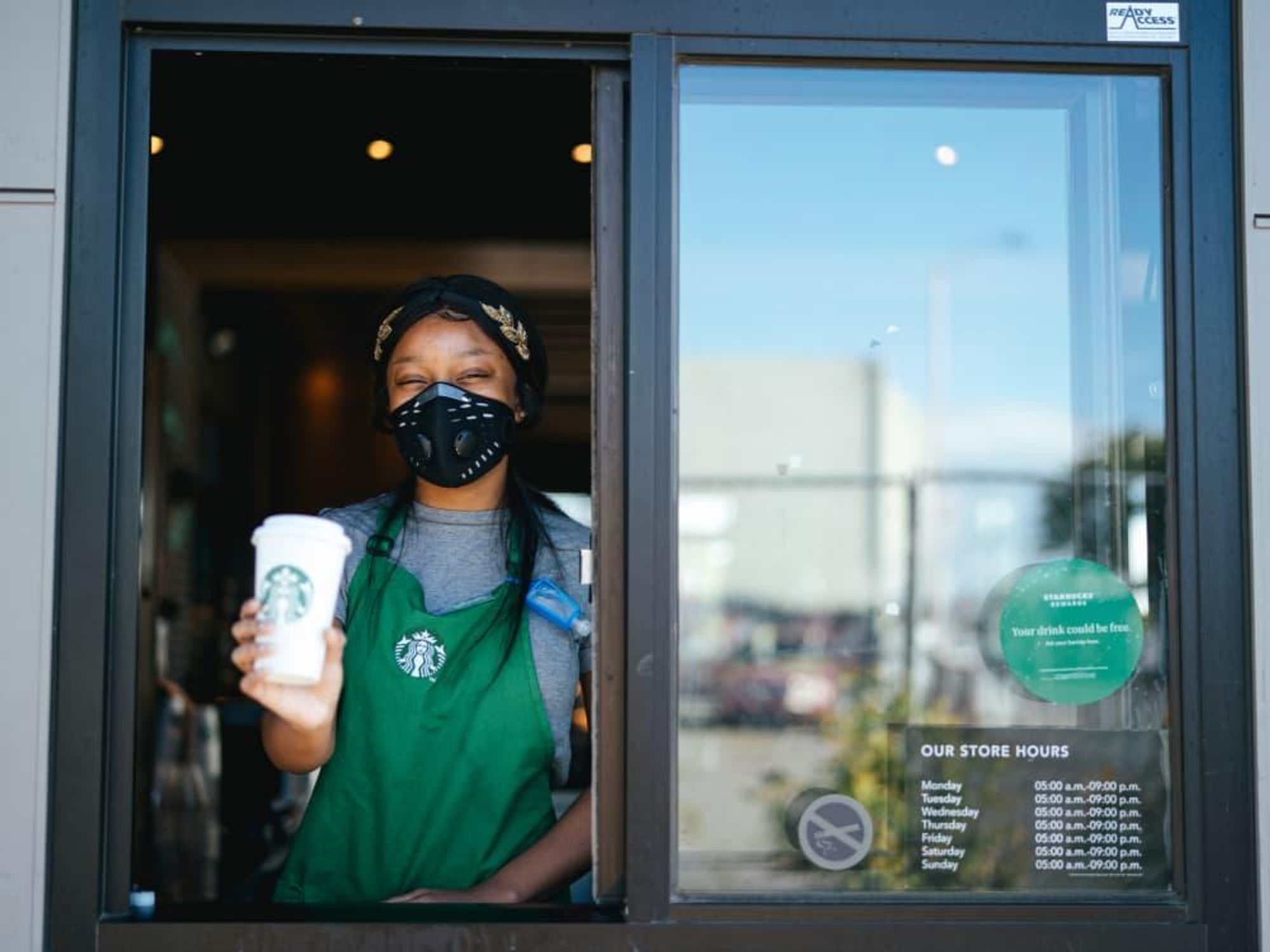 Starbucks drive-thru mask