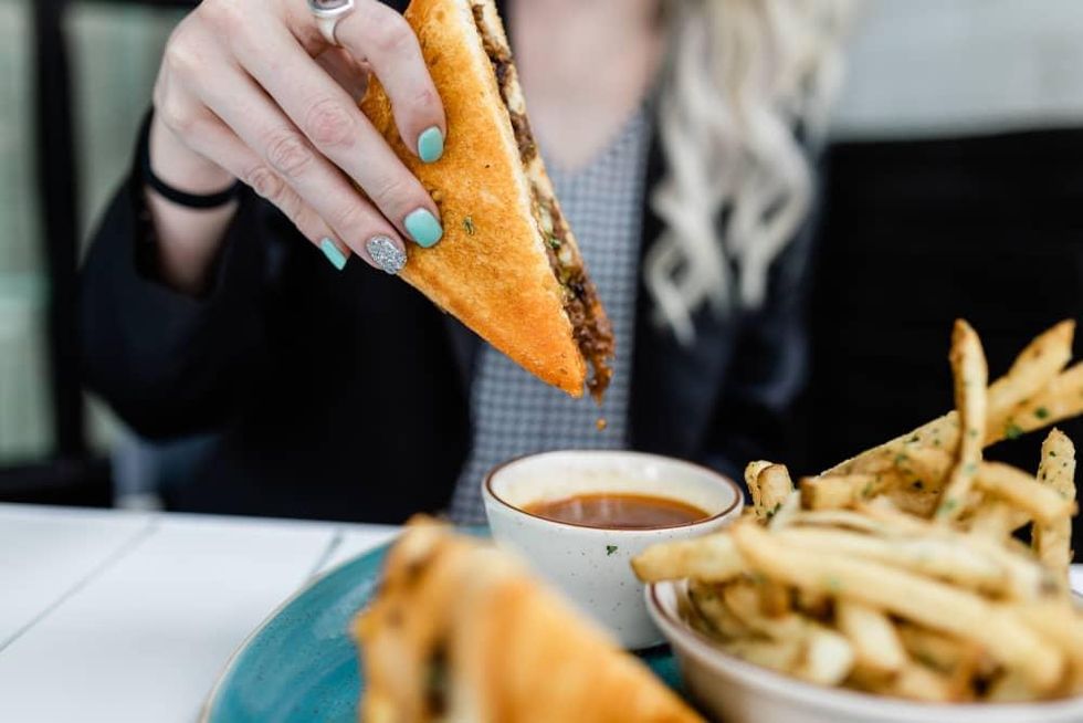 State Fare Woodlands birria grilled cheese