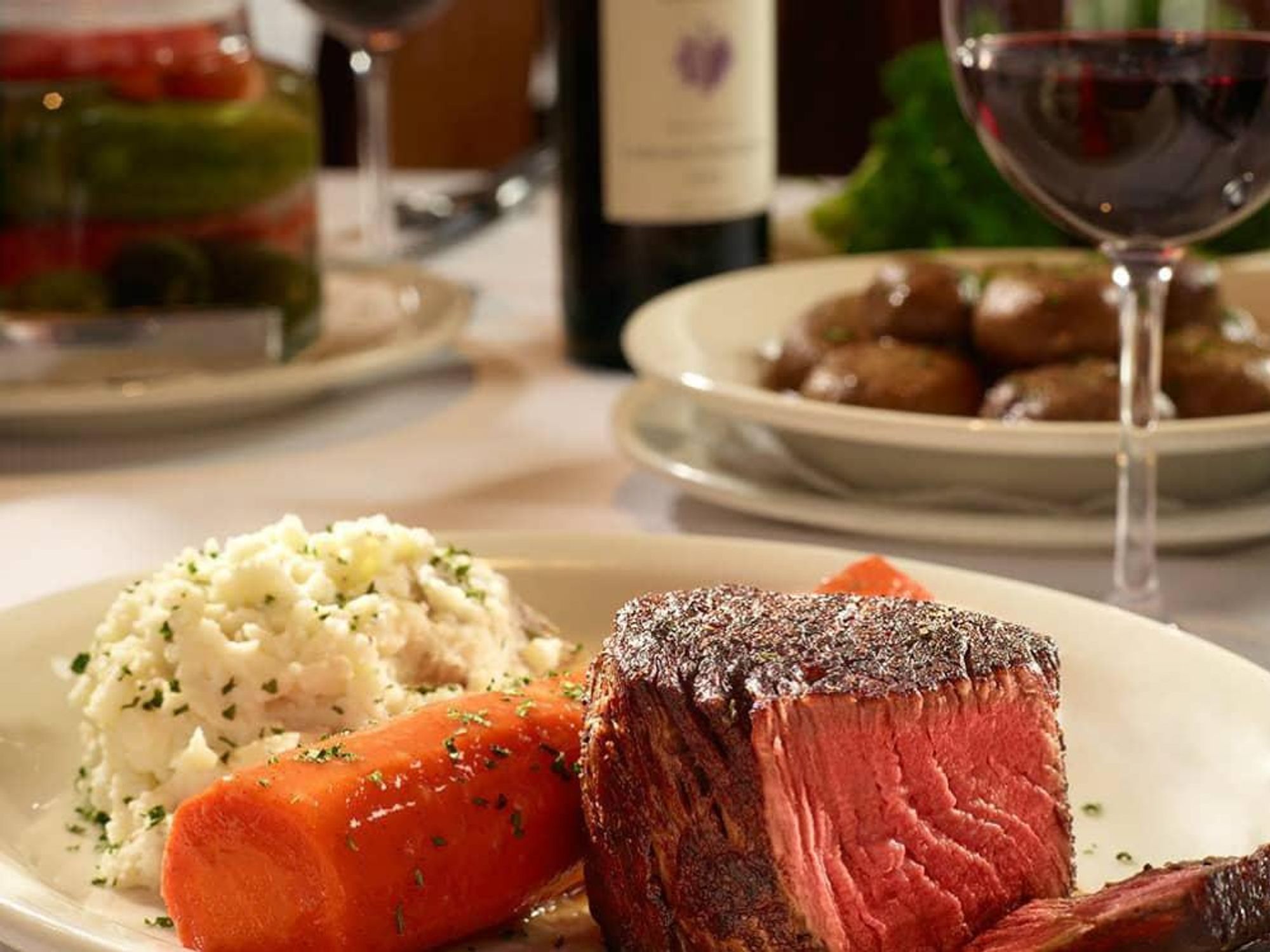 Steak and a glass of red wine