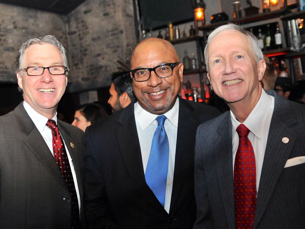 Stephen Costello, from left, Thomas Jones and Vince Ryan at the Mayor's Hispanic Advisory Board Holiday Party December 2013