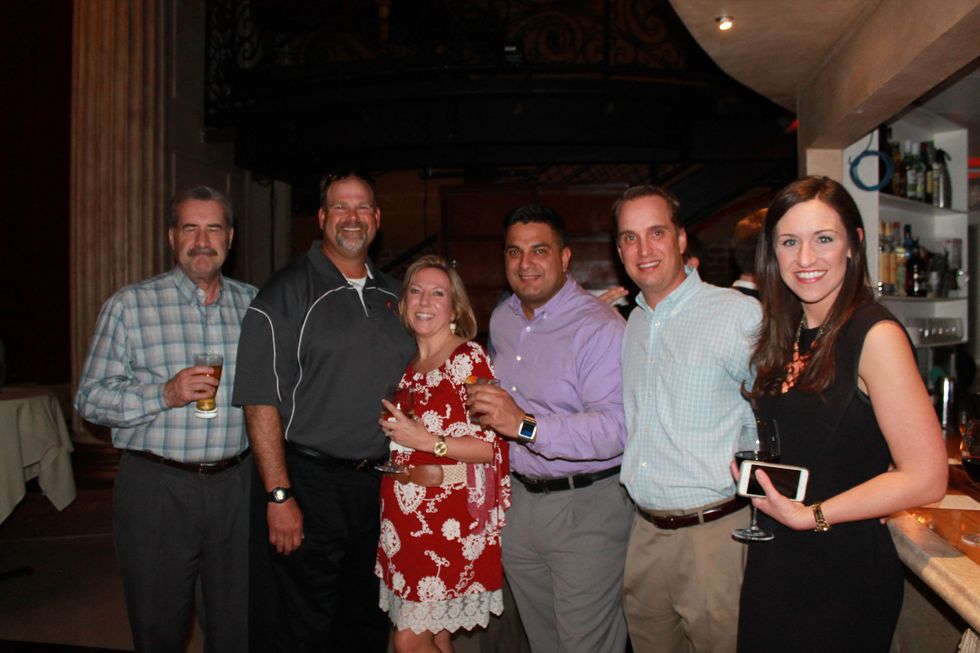 Steve Ferrell, from left, Mike and Zilah Miller, Manny Bonnila, Jeff Druskell and Leah Hanson at the Friends of St. Jude Spring Happy Hour March 2015