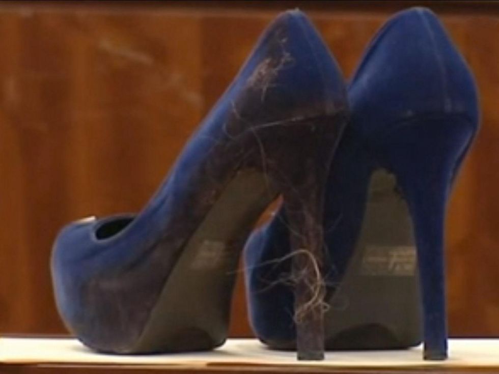 stiletto heel murder blue suede stiletto shoes with hair April 2014