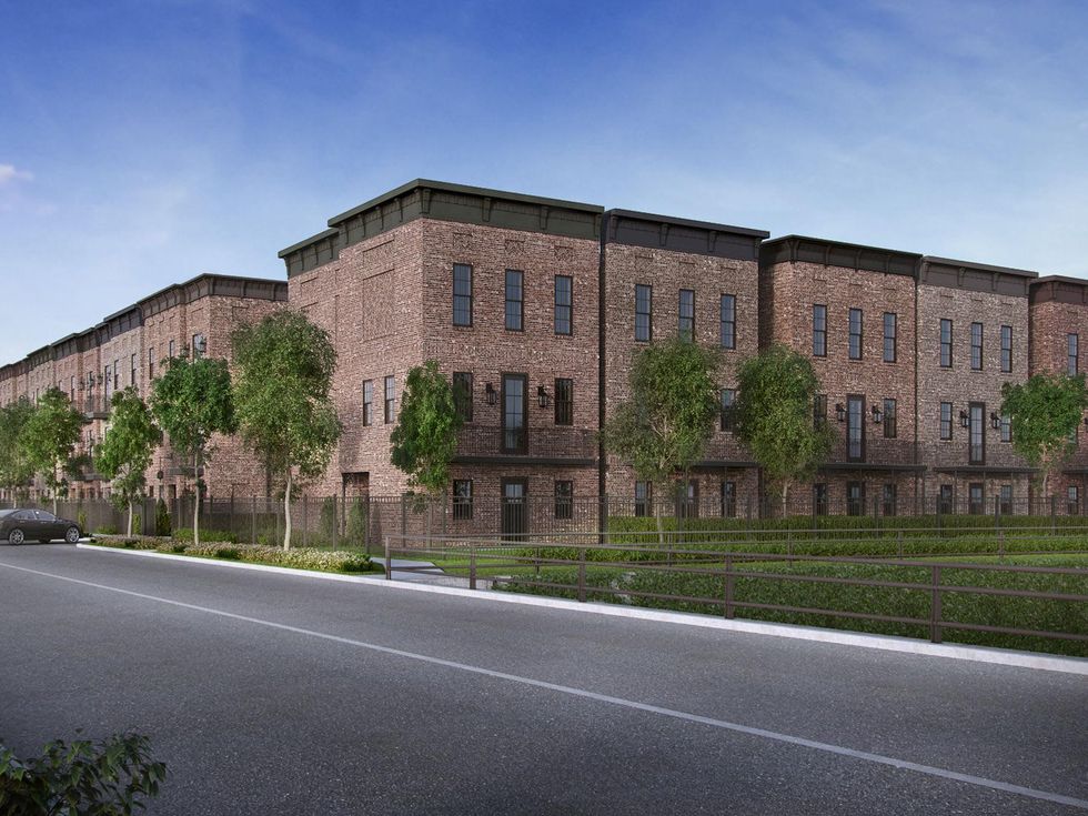 Studemont Heights townhomes rendering March 2015 view from the west