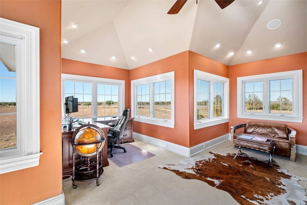 Study of Rocking C Ranch at 2740 Flewellen Road and a panoramic view of the surrounding land